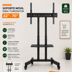 SOPORTE MOVIL PARA TV/MONITOR 32”-70” SOLIDVIEW SP-225-LM. COD: 20475