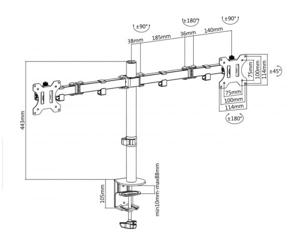 SOPORTE DUAL PARA MONITOR TIPO ESCRITORIO 13"-32" CÓDIGO 19712 - Imagen 5