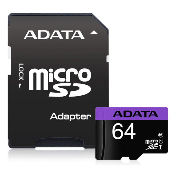 Memoria MicroSDHC ADATA  64GB Clase 10 UHS-I C/Adaptador Cod: 20184