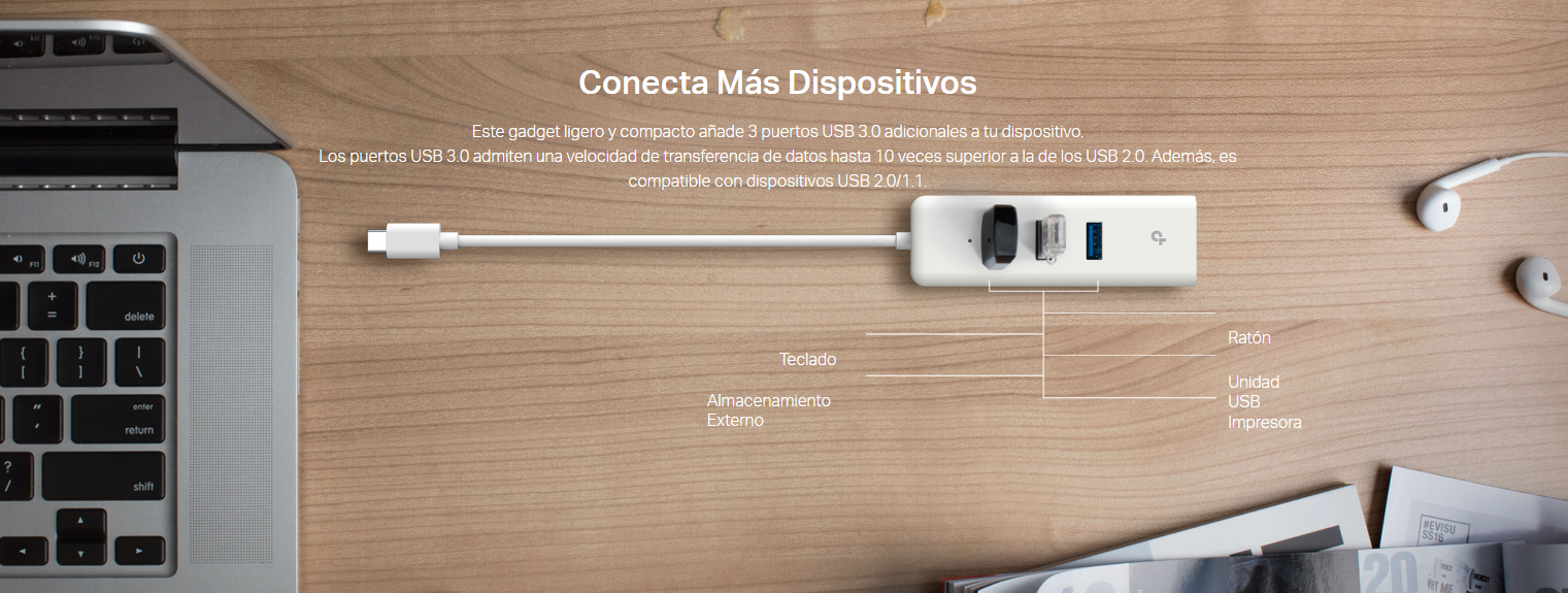 CONVERTIDOR USB C TPLINK A RED GIGIABIT Y 3 PUERTO USB 3.0 UE330C COD: 20487 - Imagen 4